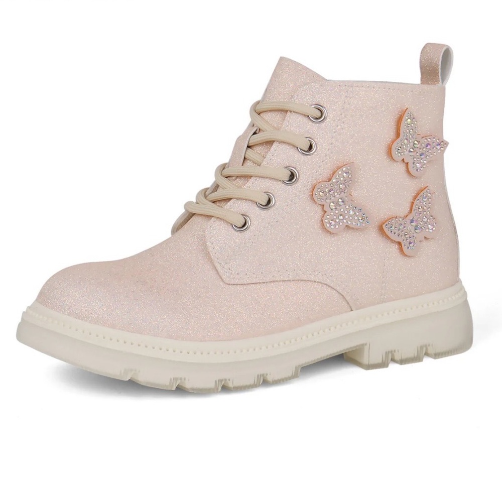 Jabasic Kids Sparkly Boots Butterfly Details. Fit like a woman’s size 5 1/2.